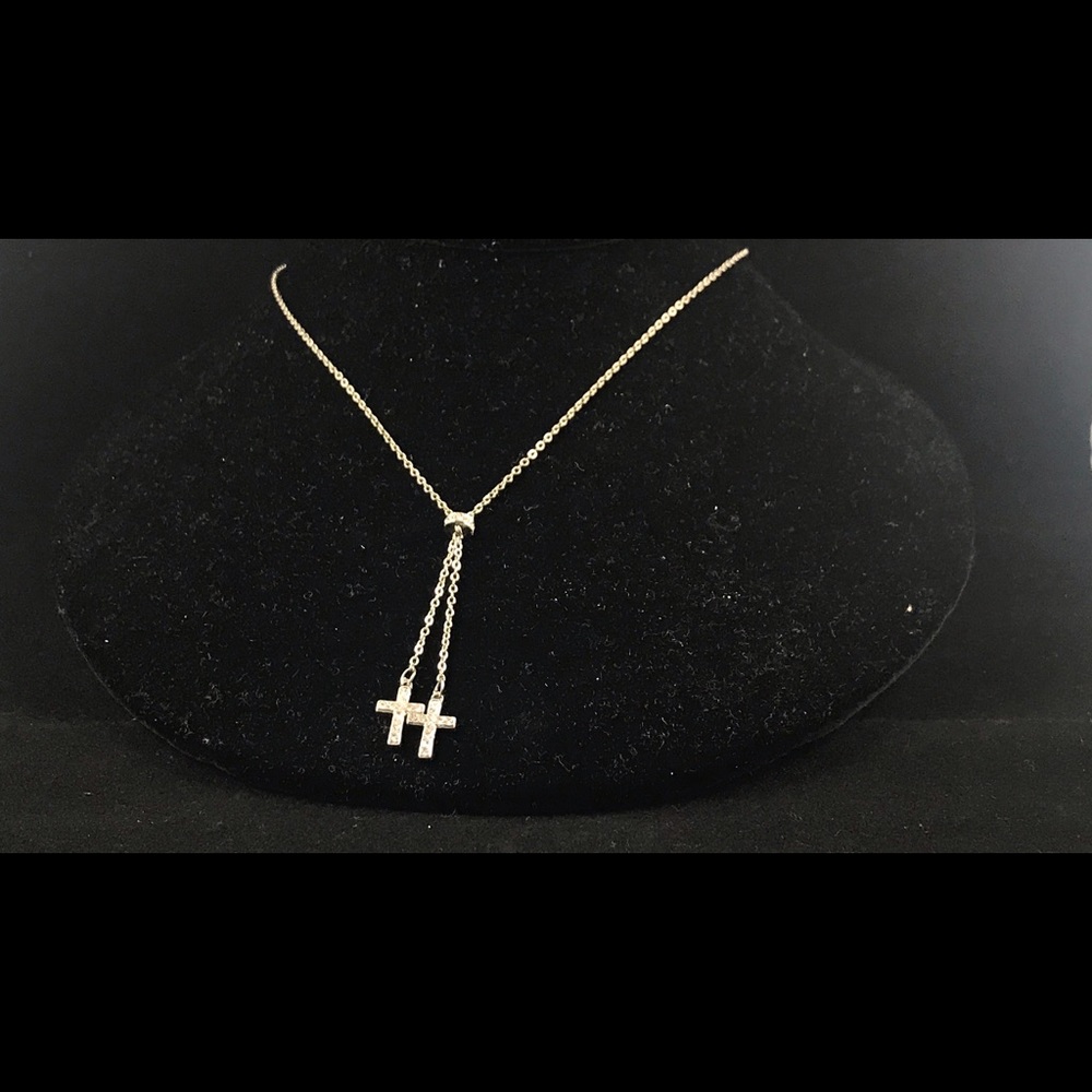 Double cross the necklace, hand crafted necklace - Picture 2 of 5